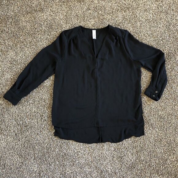 Pure Energy Tops - Womens Pure Energy Black Sheer Long Sleeve Blouse Size 1X